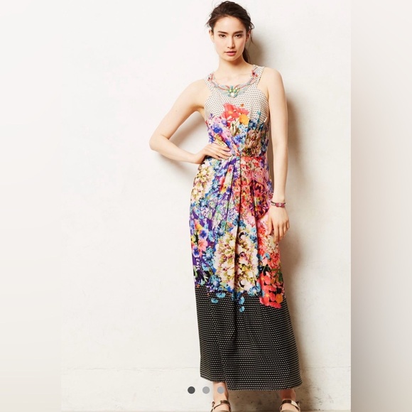 Ranna Gill Dresses & Skirts - Ranna Gill Anthropologie Arnala Maxi Dress beaded lace inset floral size 2 EUC